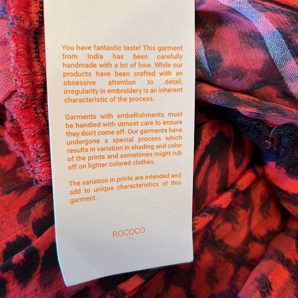 Rococo Sand Size S NWT Black Red Cheetah Print Ruffle Maxi Dress (0337) - Picture 11 of 13